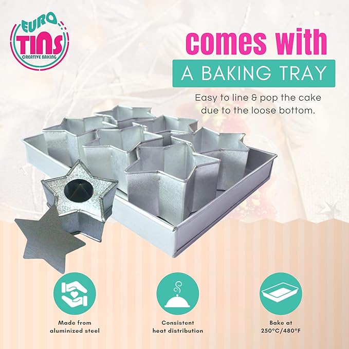 Set of 6 Mini Cake Tins Loose Bottom With Free Tray