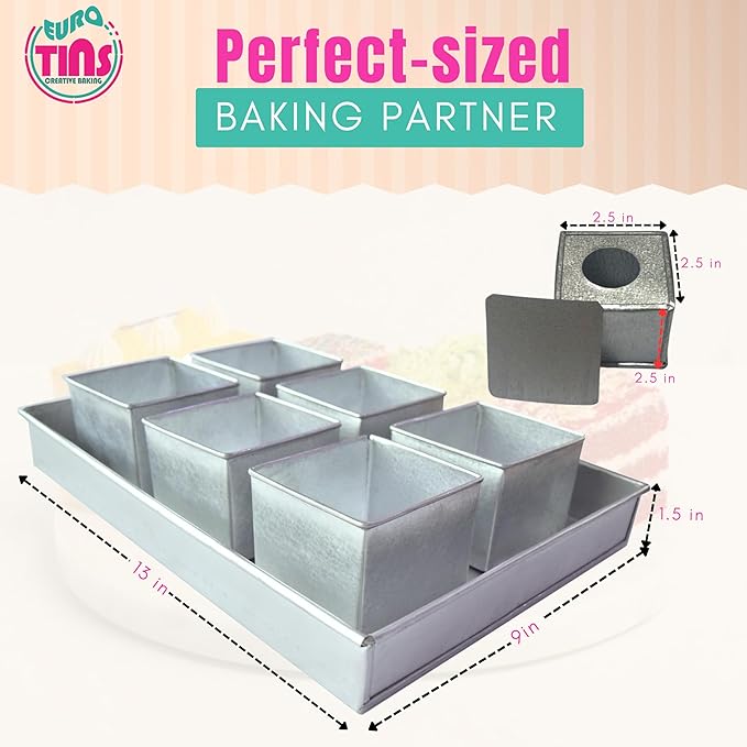 Set of 6 Mini Cake Tins Loose Bottom With Free Tray