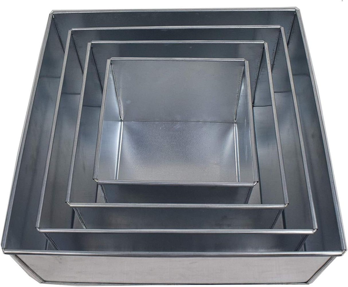 SET OF 4 TIER SQUARE (3", 4" and 5" DEEP) CAKE TINS / CAKE PANS / CAKE MOULDS