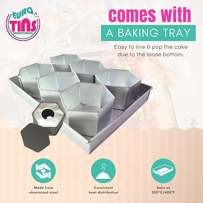 Set of 6 Mini Cake Tins Loose Bottom With Free Tray