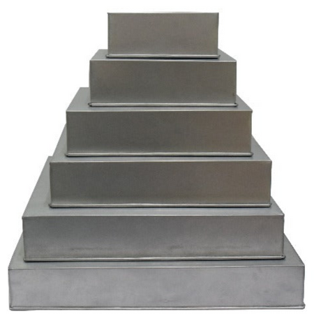 SET OF 6 TIER SQUARE (3" DEEP) CAKE TINS / CAKE PANS / CAKE MOULDS