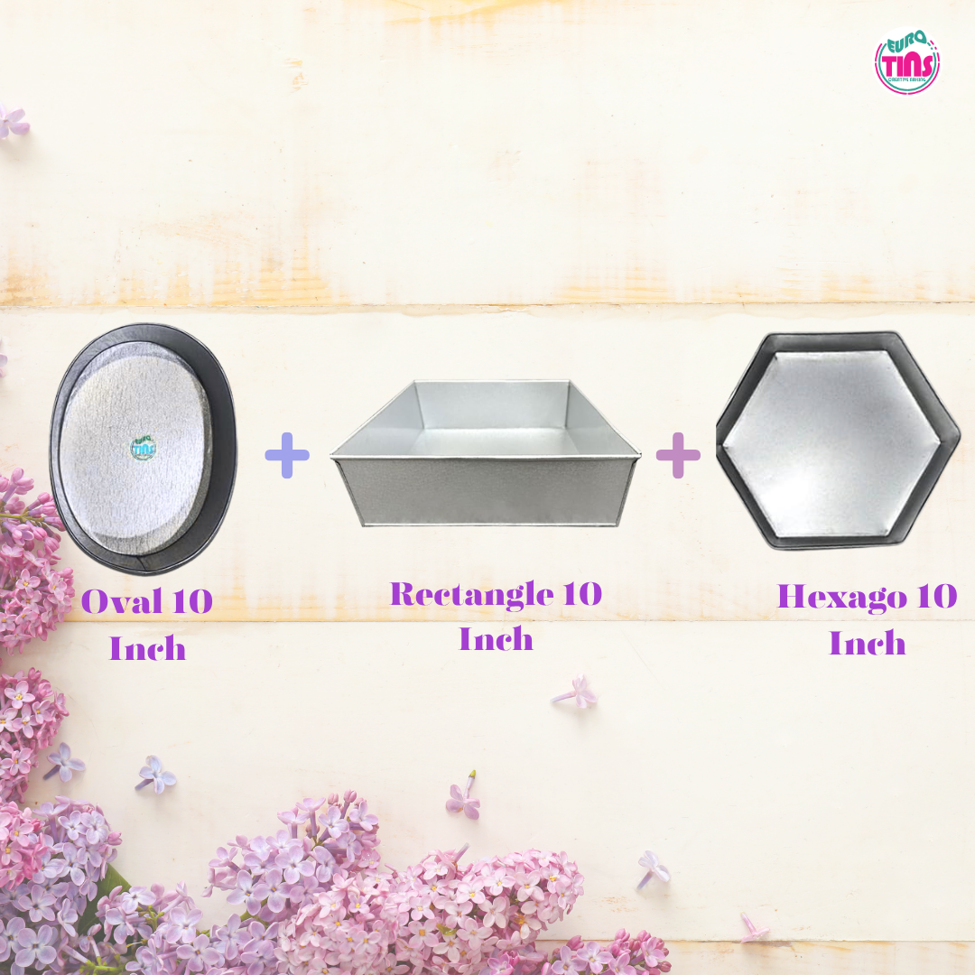 EUROTINS Premier Cake Baking Pans Combo - Pick Any 3 Shapes! Round, Heart, Star, Hexagon, Square, Rectangle & Petal