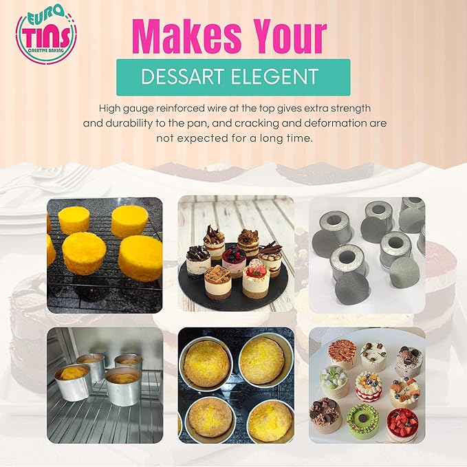 Set of 6 Mini Round Cake Tins Loose Bottom With Free Tray