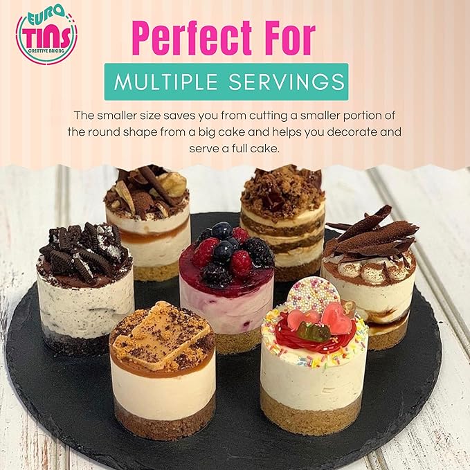 Set of 6 Mini Round Cake Tins Loose Bottom With Free Tray